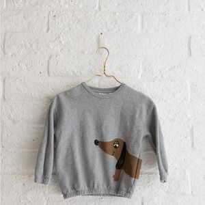 Mini Rodini Cozy Gray Sweatshirt with Dog Print Size 6-7 Years